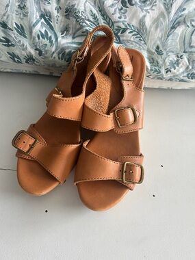 Madewell Tan Leather Double-Buckle Slingback Sandals
